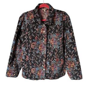 Chico's Women's Floral Tapestry Jacket Multicolor Size 12 (Chicos size 2)